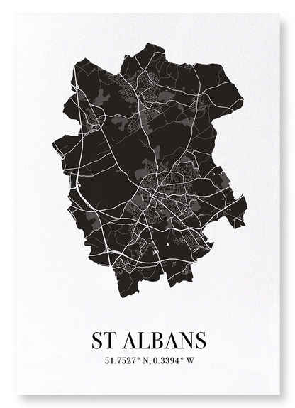 ST. ALBANS CUTOUT: Map Cutout Art Print