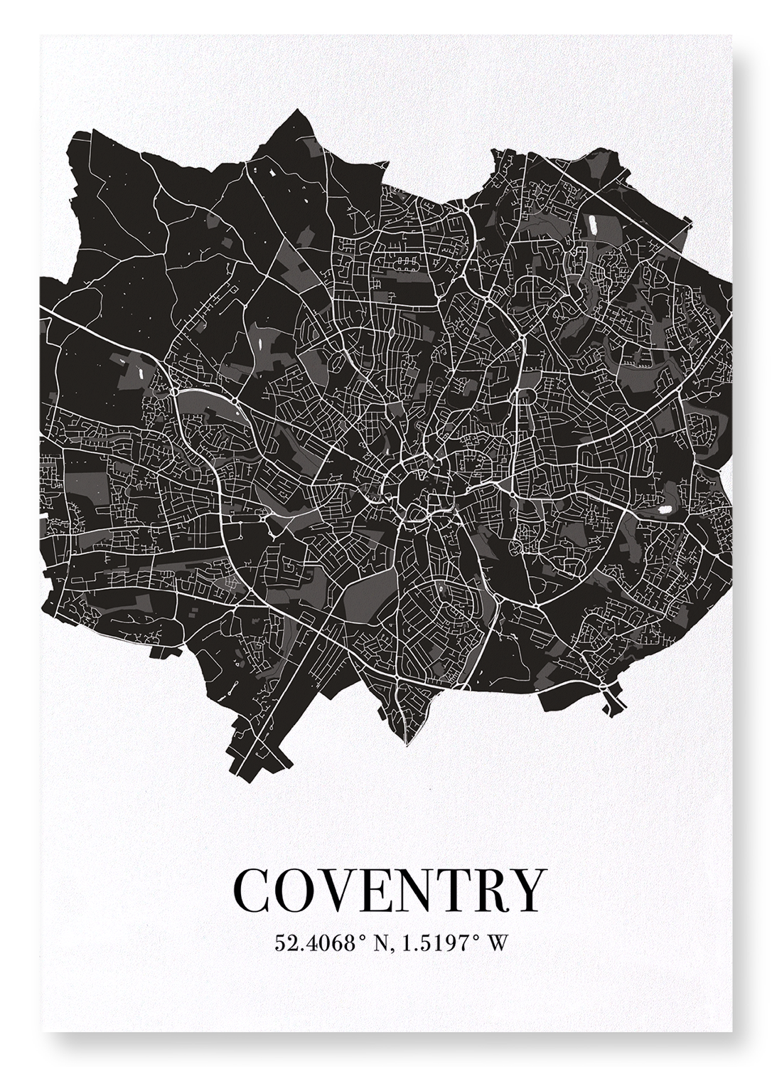 COVENTRY CUTOUT: Map Cutout Art Print