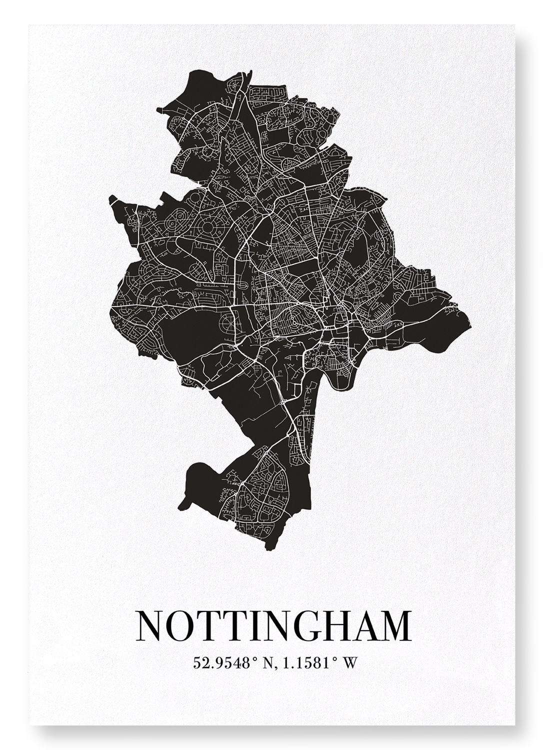 NOTTINGHAM CUTOUT: Map Cutout Art Print