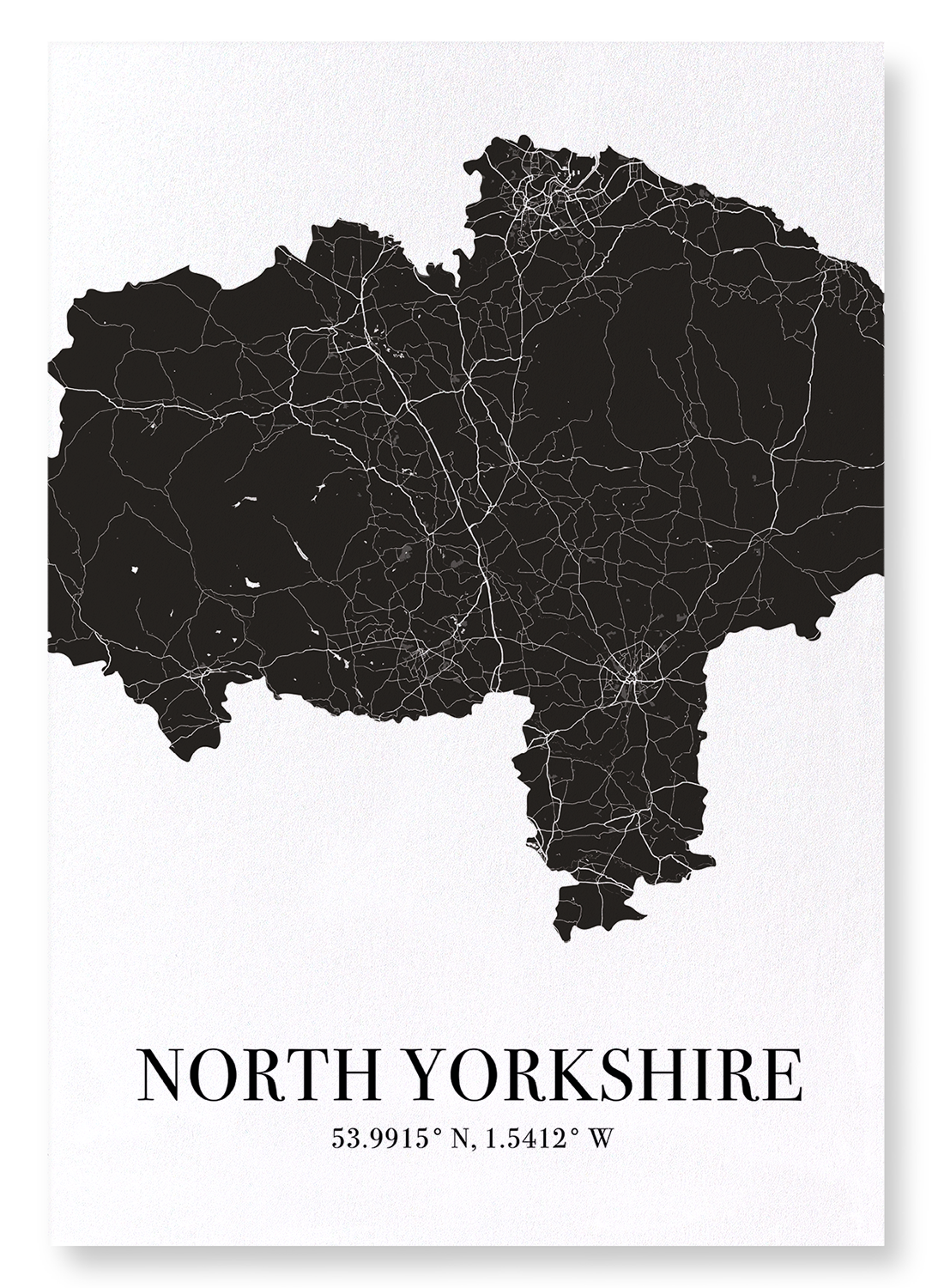NORTH YORKSHIRE CUTOUT: Map Cutout Art Print