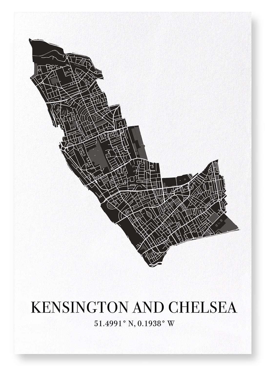 KENSINGTON AND CHELSEA CUTOUT: Map Cutout Art Print