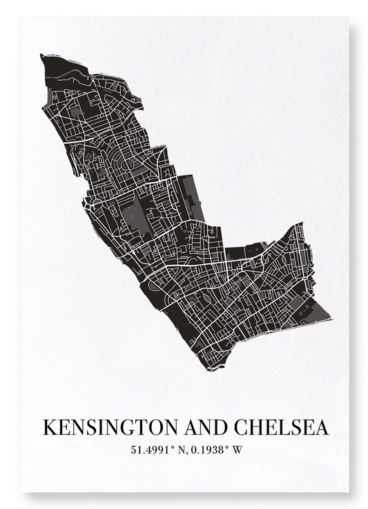 KENSINGTON AND CHELSEA CUTOUT: Map Cutout Art Print
