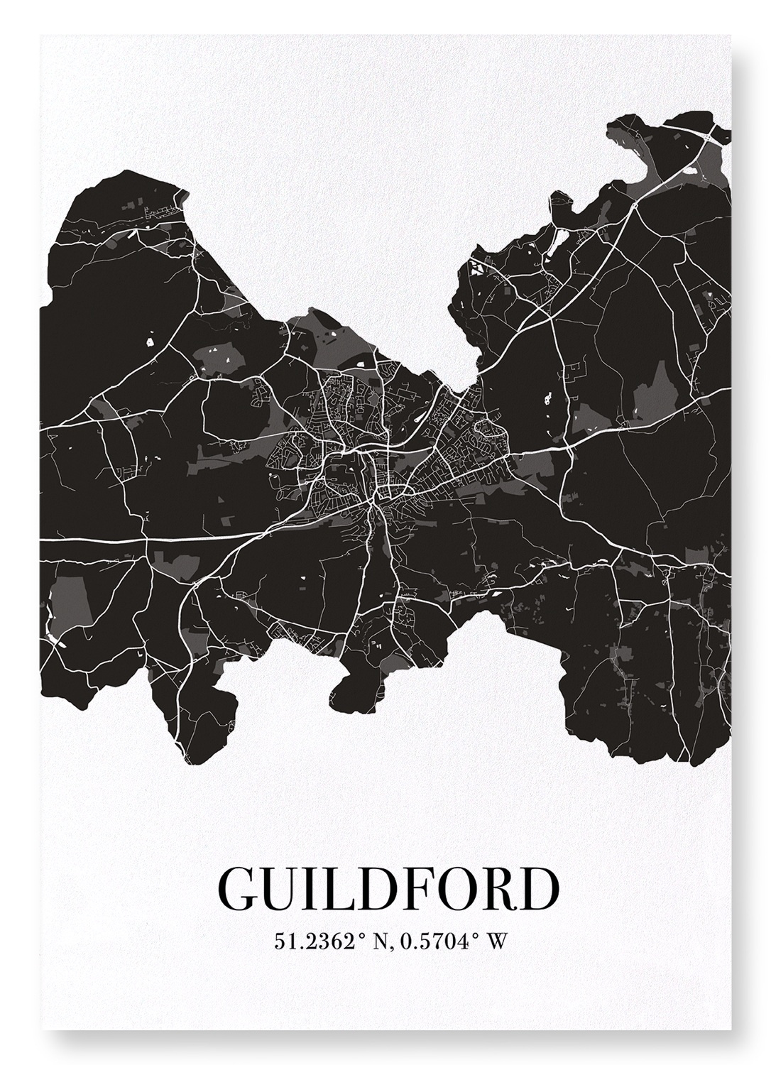 GUILDFORD CUTOUT: Map Cutout Art Print