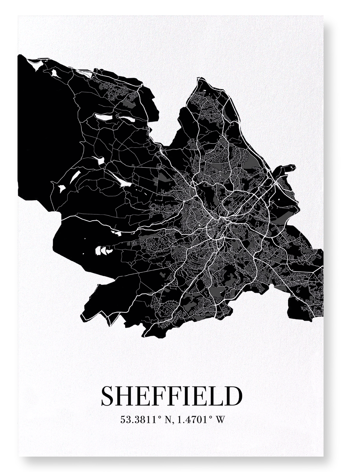 SHEFFIELD CUTOUT: Map Cutout Art Print