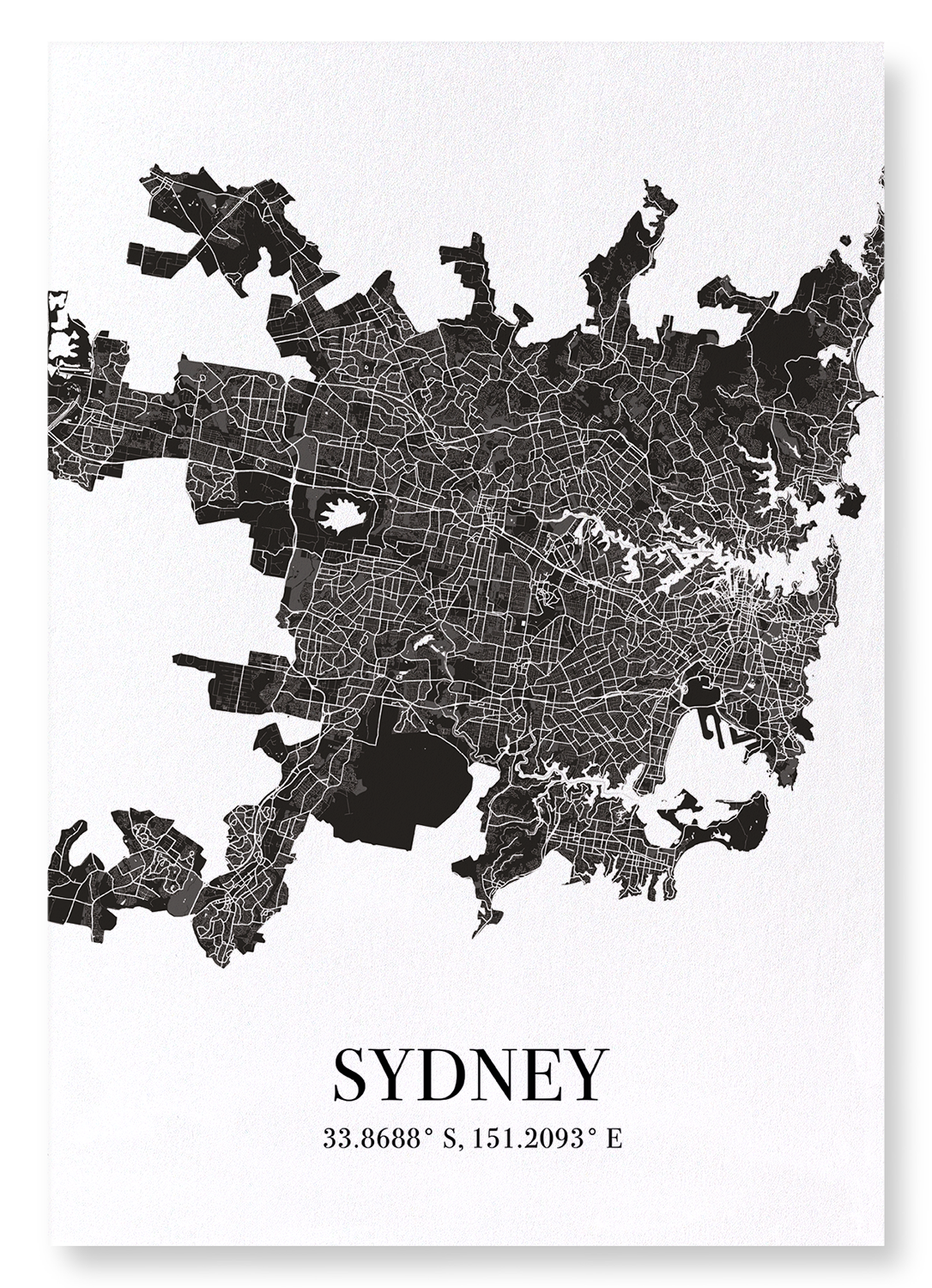 SYDNEY CUTOUT: Map Cutout Art Print