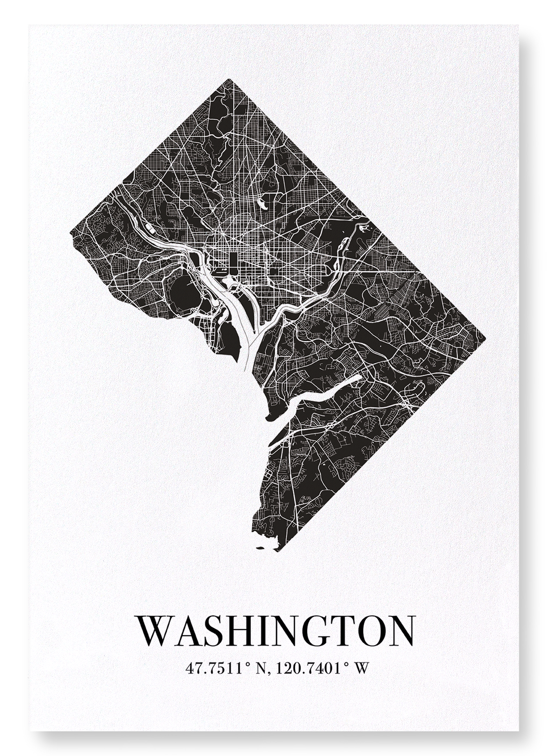 WASHINGTON CUTOUT: Map Cutout Art Print