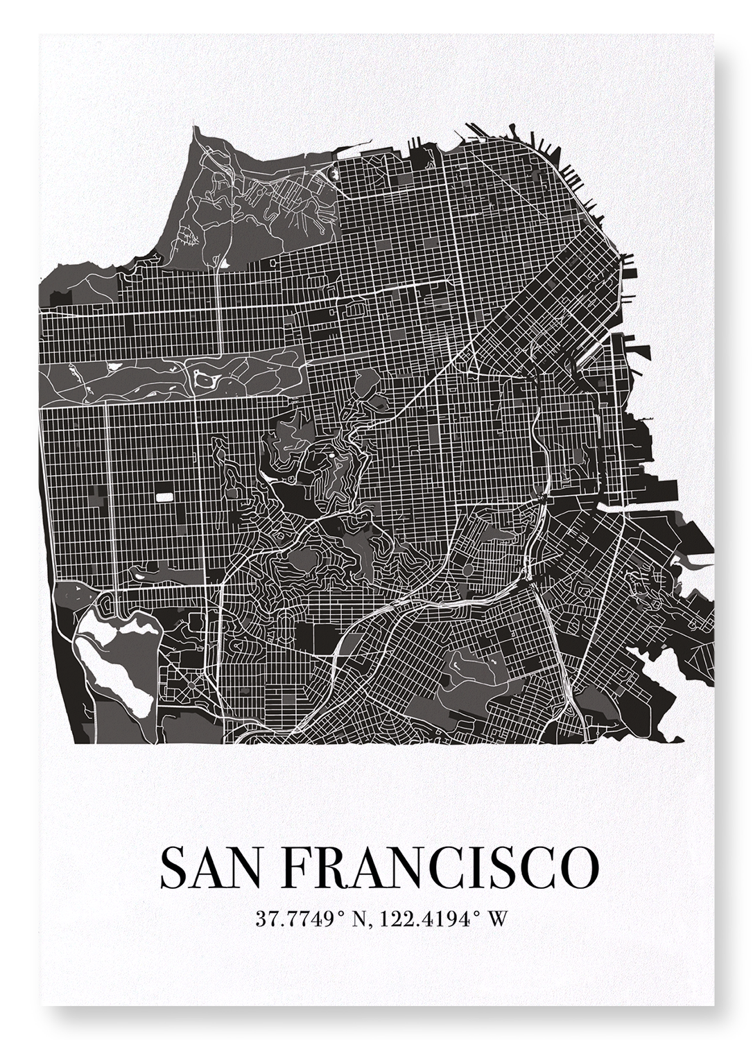 SAN FRANCISCO CUTOUT: Map Cutout Art Print