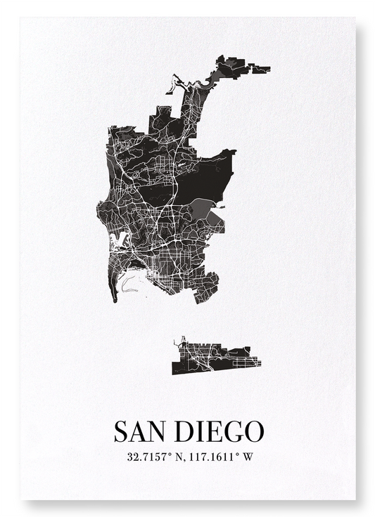 SAN DIEGO CUTOUT: Map Cutout Art Print