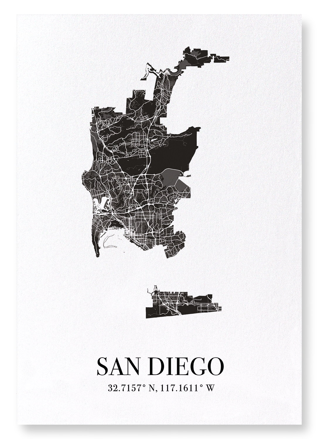SAN DIEGO CUTOUT: Map Cutout Art Print