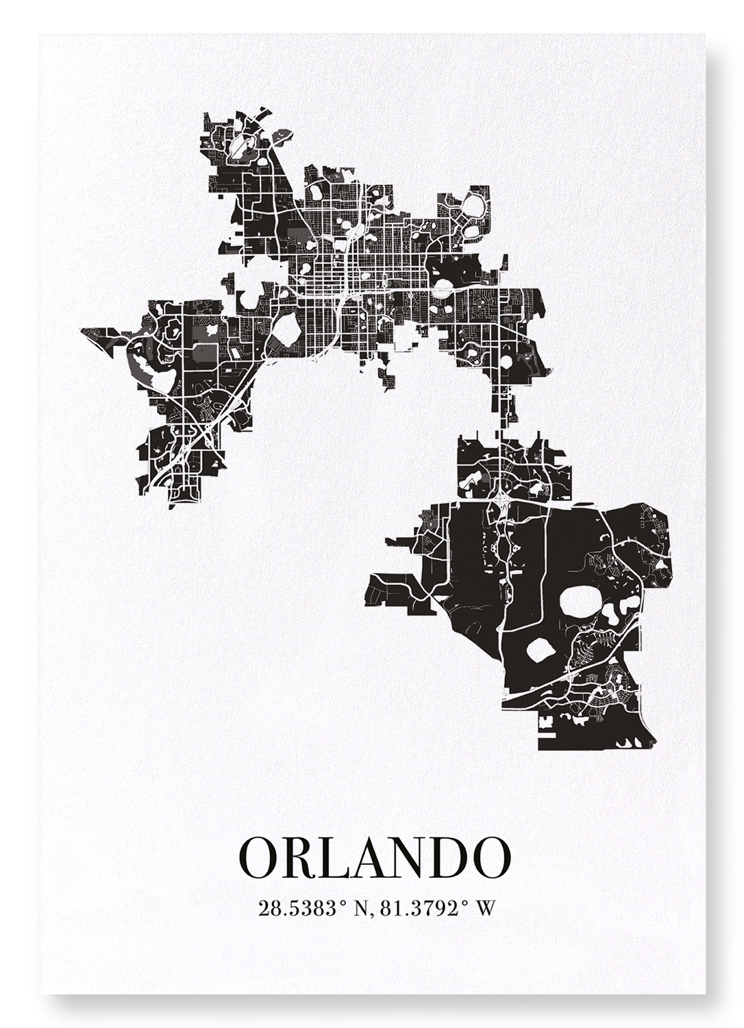 ORLANDO CUTOUT: Map Cutout Art Print