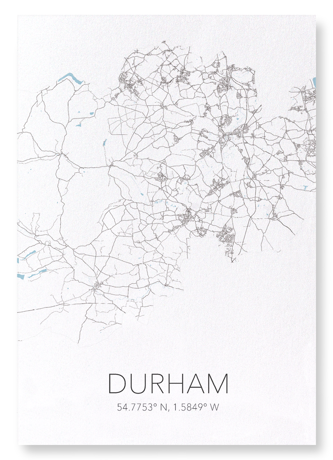 DURHAM CUTOUT: Map Cutout Art Print
