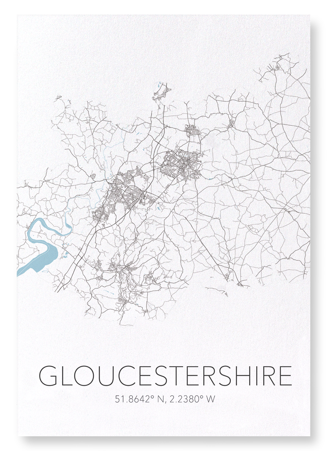 GLOUCESTERSHIRE CUTOUT: Map Cutout Art Print
