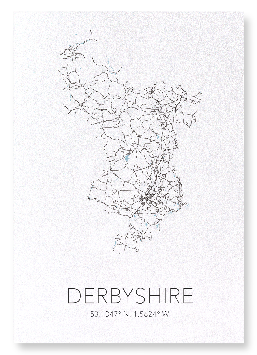 DERBYSHIRE CUTOUT: Map Cutout Art Print