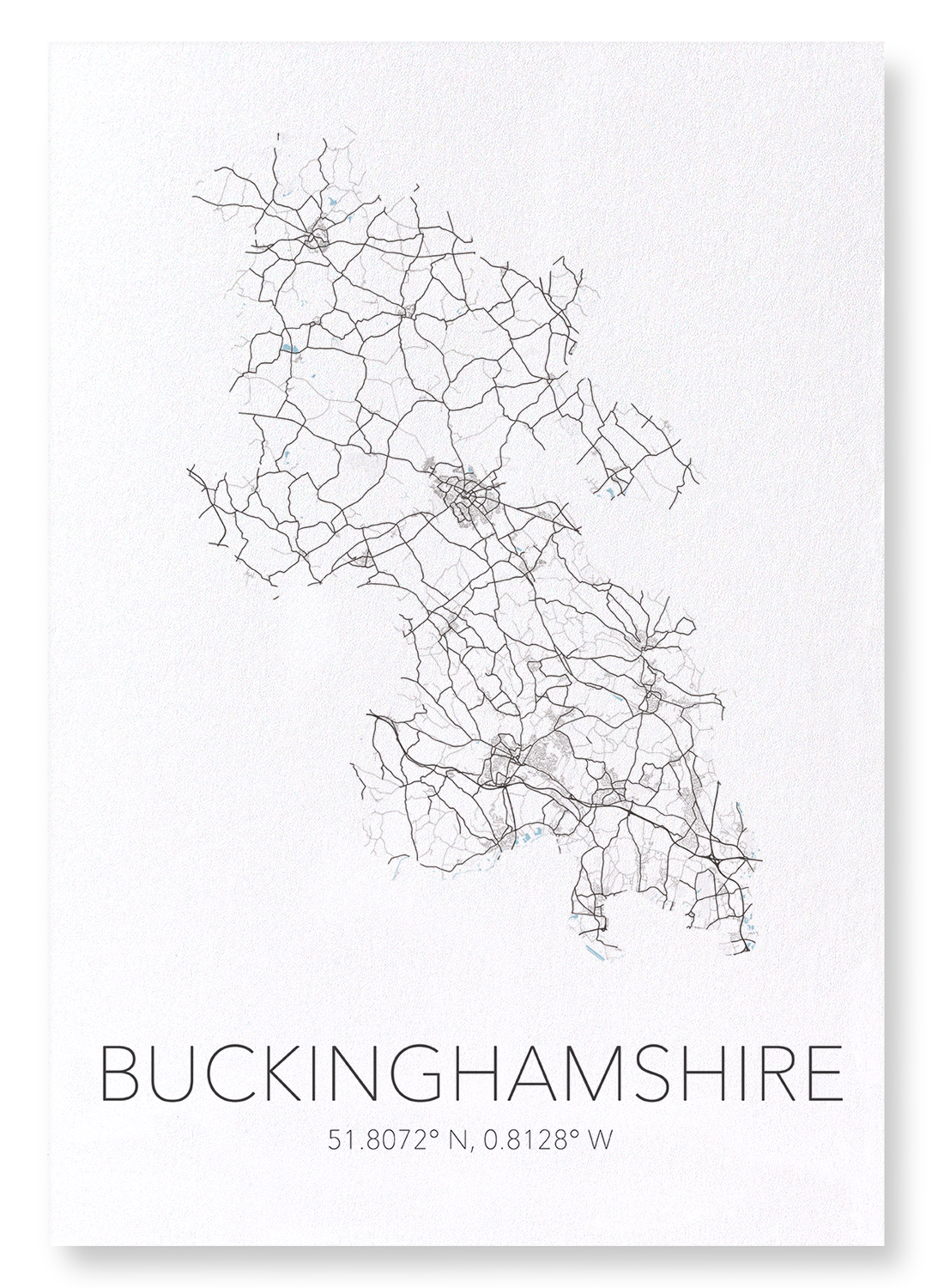 BUCKINGHAMSHIRE CUTOUT: Map Cutout Art Print
