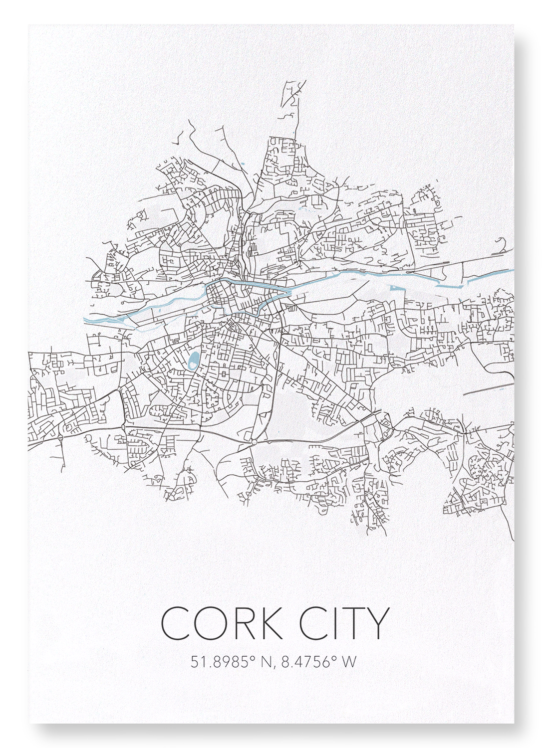 CORK CITY  CUTOUT: Map Cutout Art Print