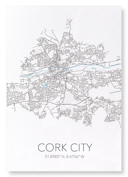 CORK CITY  CUTOUT: Map Cutout Art Print