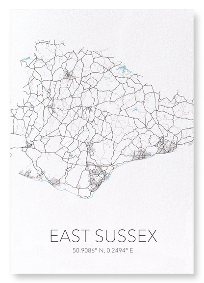 EAST SUSSEX CUTOUT: Map Cutout Art Print