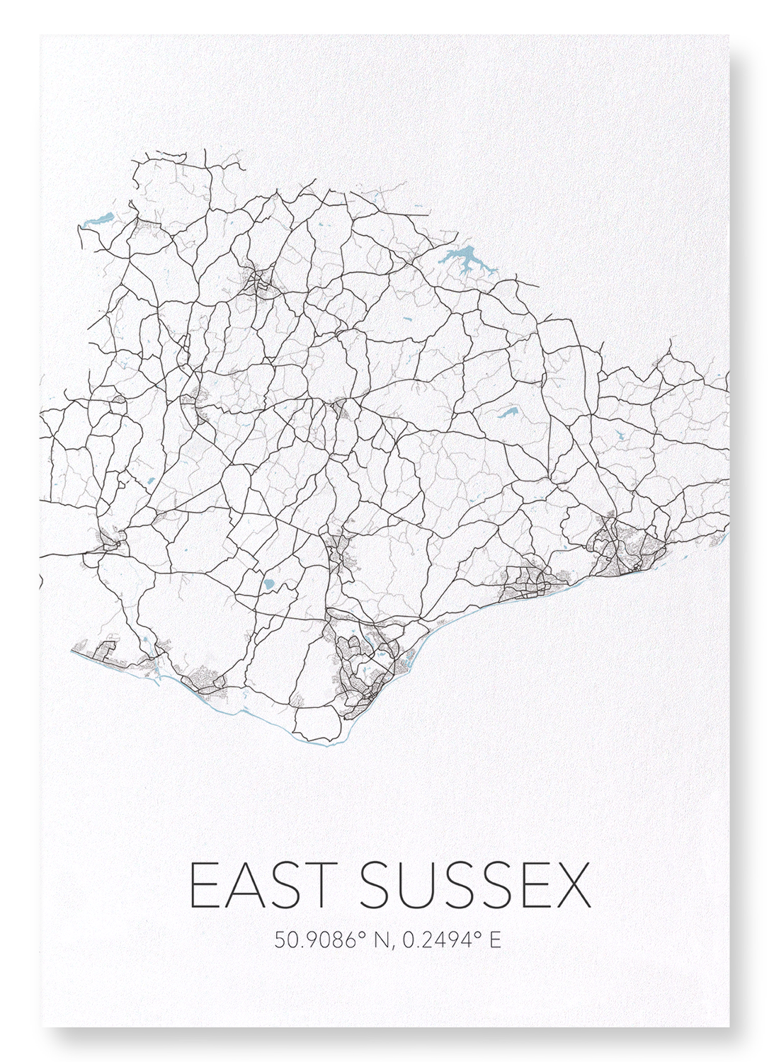EAST SUSSEX CUTOUT: Map Cutout Art Print