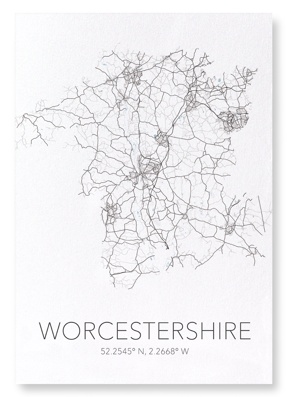 WORCESTERSHIRE CUTOUT: Map Cutout Art Print