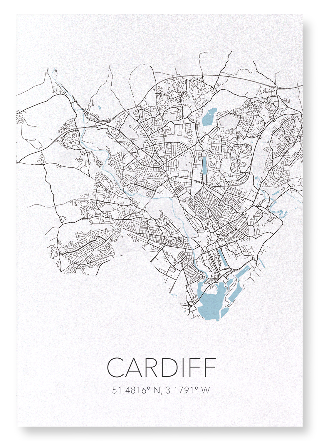 CARDIFF CUTOUT: Map Cutout Art Print