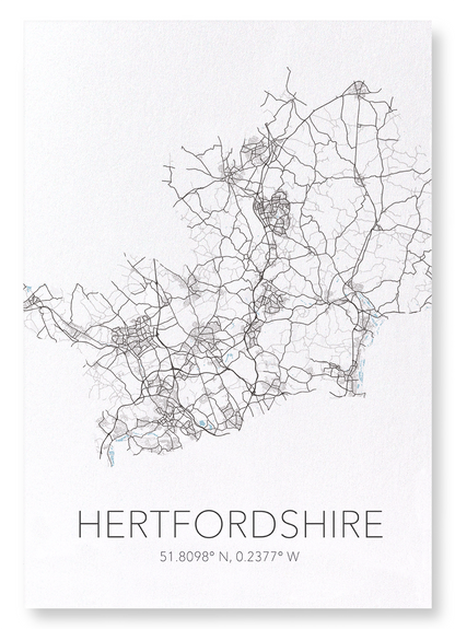 HERTFORDSHIRE CUTOUT: Map Cutout Art Print
