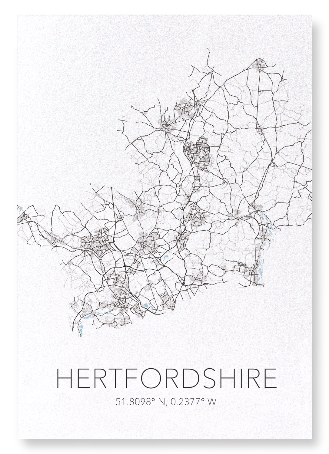 HERTFORDSHIRE CUTOUT: Map Cutout Art Print
