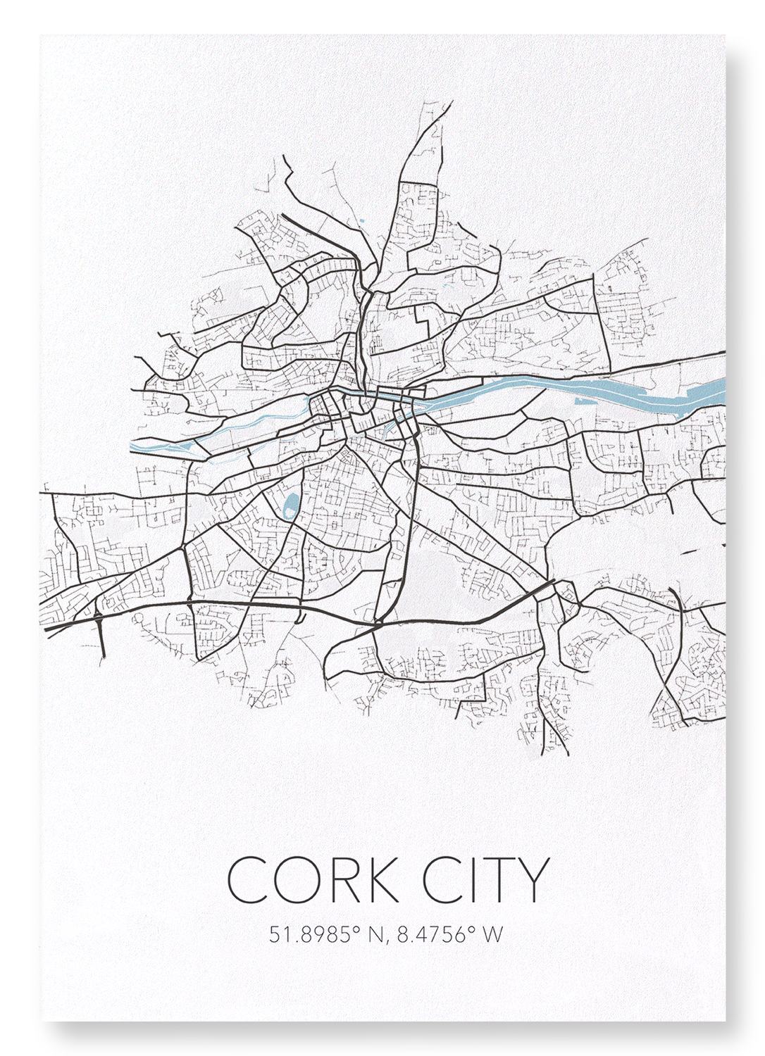 CORK CITY  CUTOUT: Map Cutout Art Print