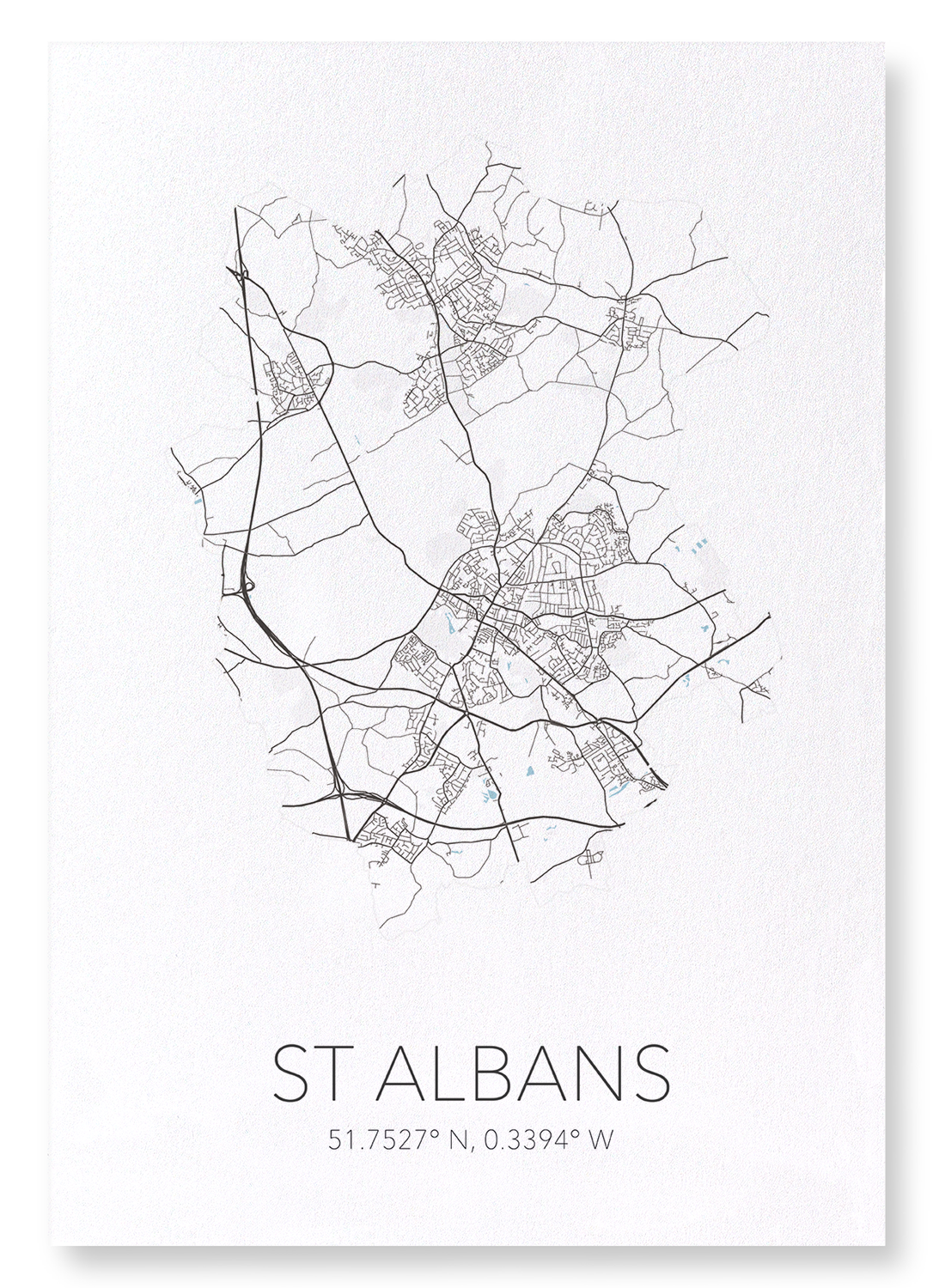 ST. ALBANS CUTOUT: Map Cutout Art Print