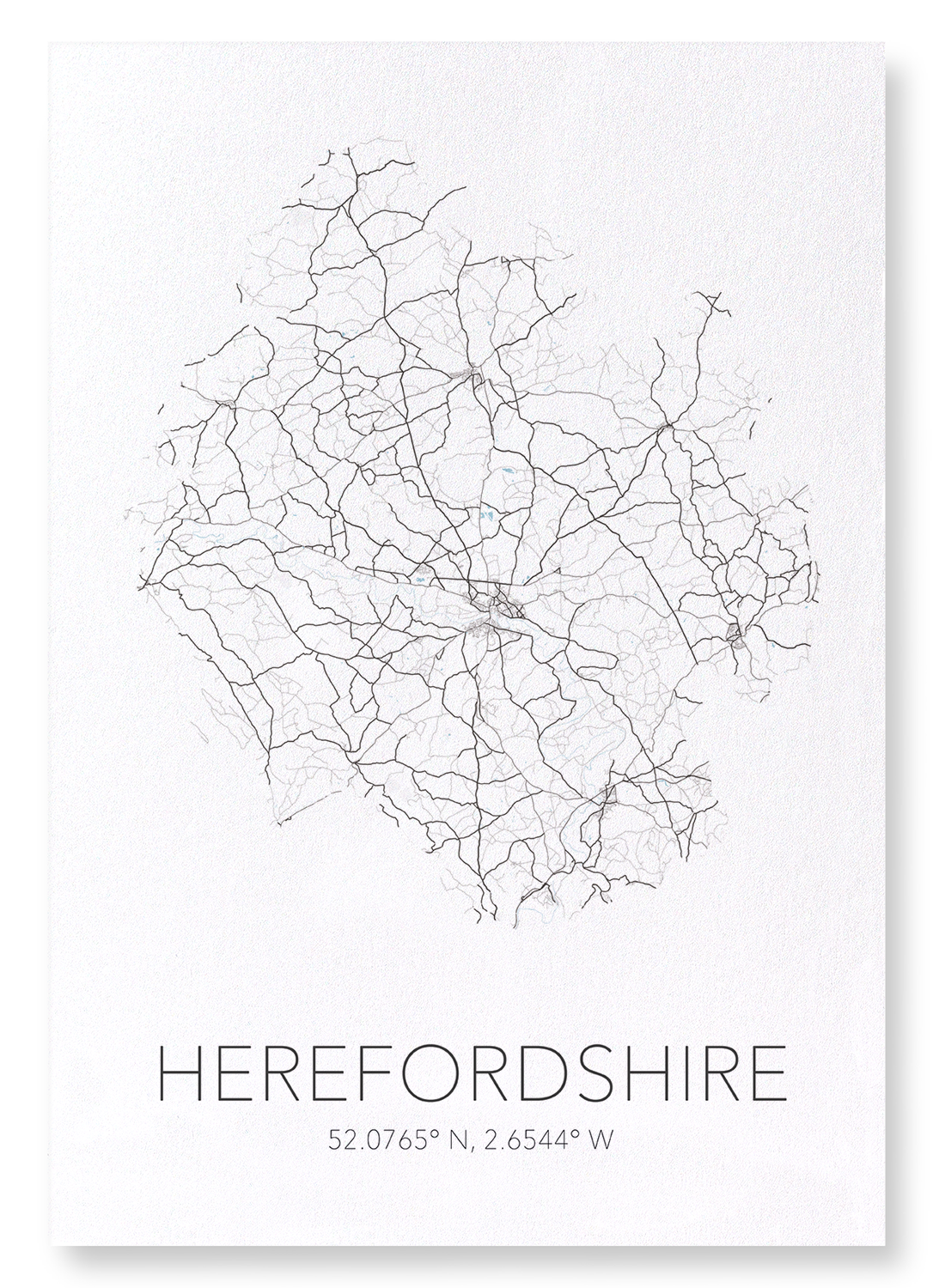 HEREFORDSHIRE CUTOUT: Map Cutout Art Print