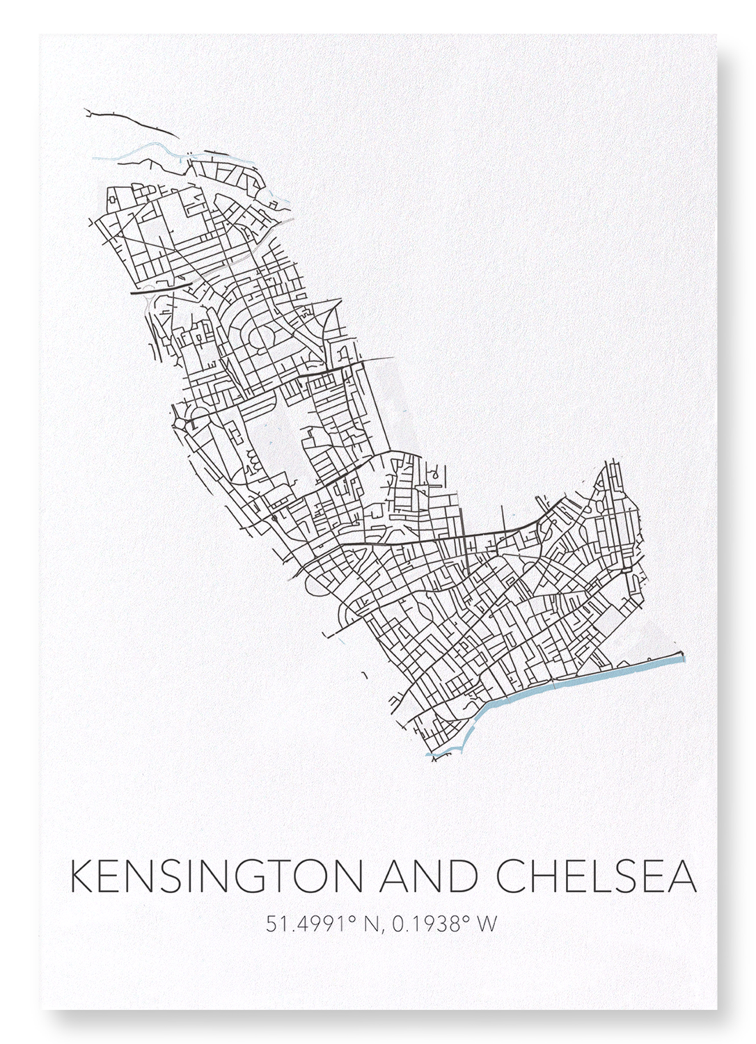KENSINGTON AND CHELSEA CUTOUT: Map Cutout Art Print