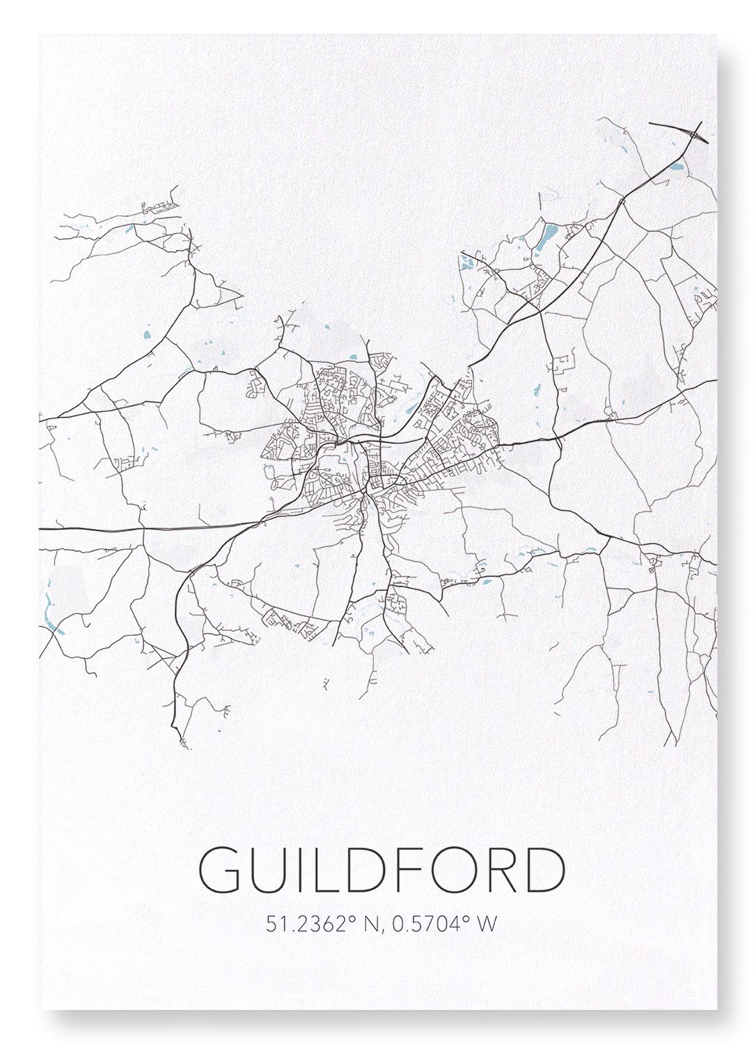 GUILDFORD CUTOUT: Map Cutout Art Print