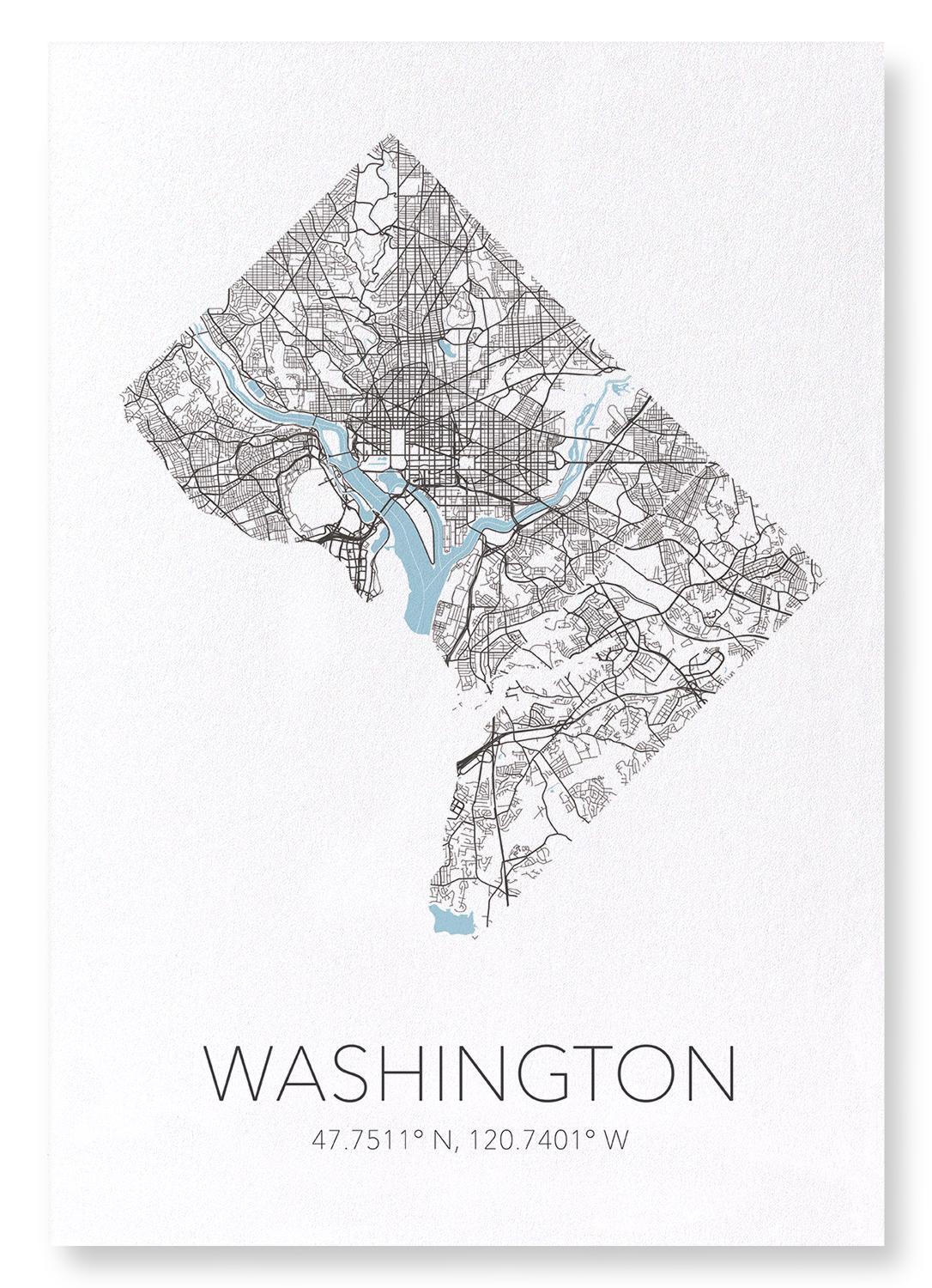WASHINGTON CUTOUT: Map Cutout Art Print