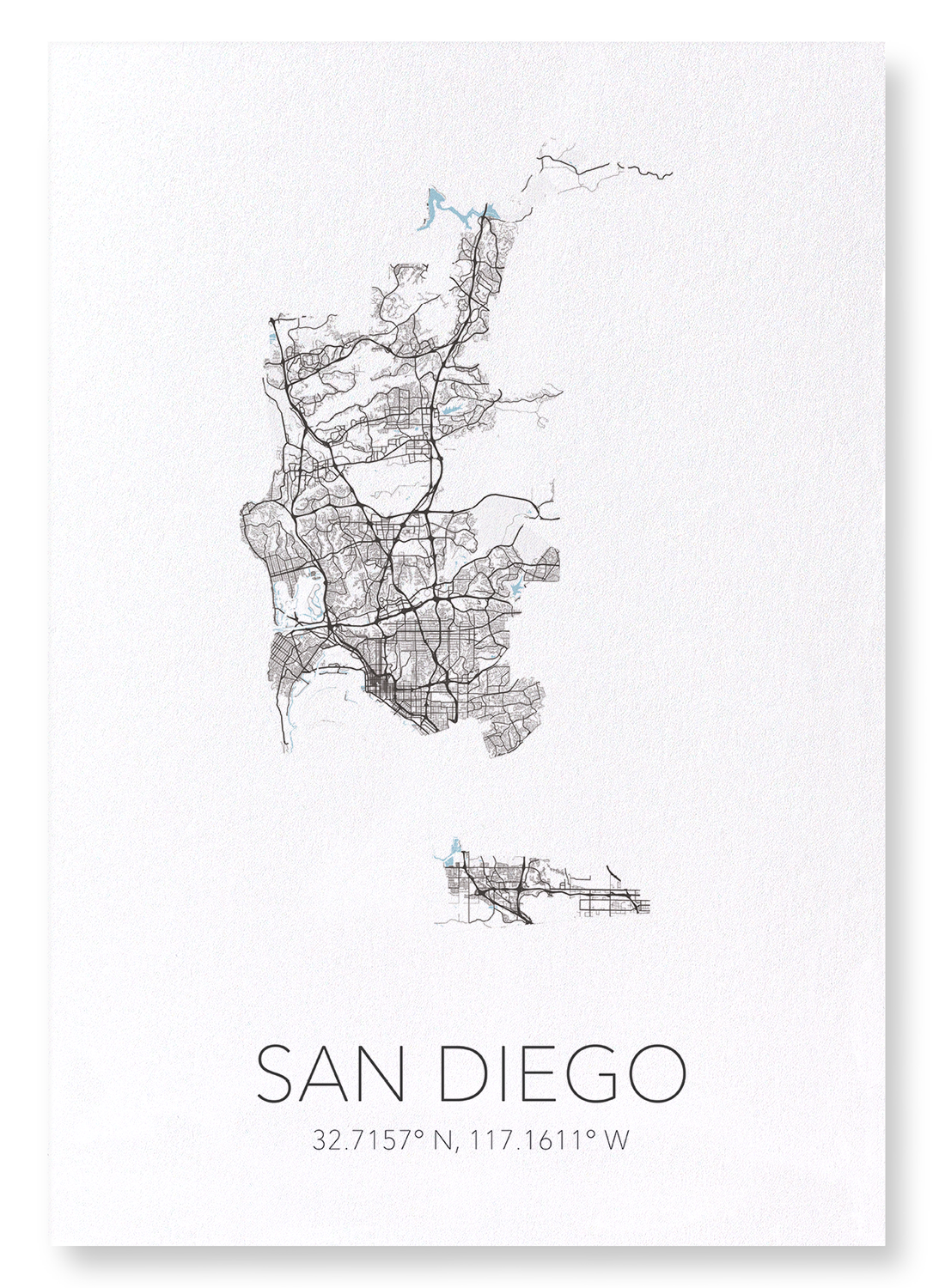 SAN DIEGO CUTOUT: Map Cutout Art Print