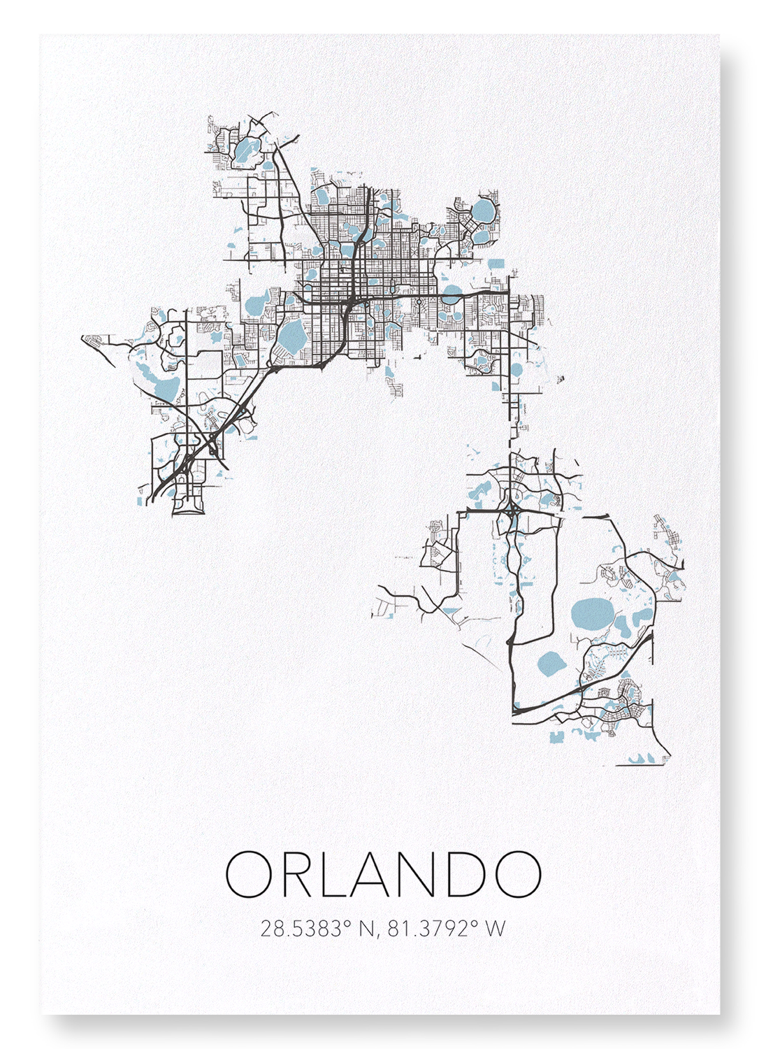 ORLANDO CUTOUT: Map Cutout Art Print