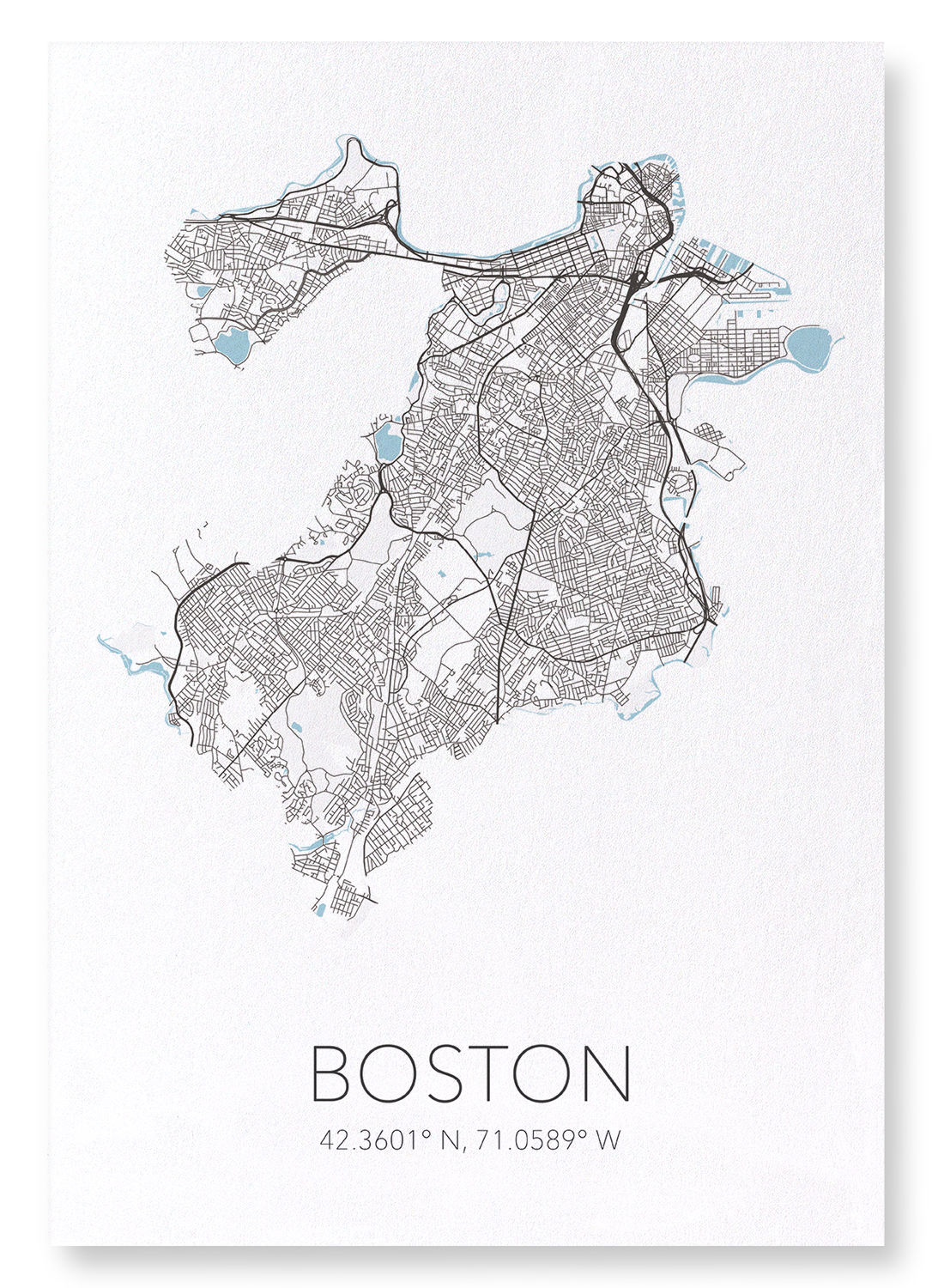 BOSTON CUTOUT: Map Cutout Art Print