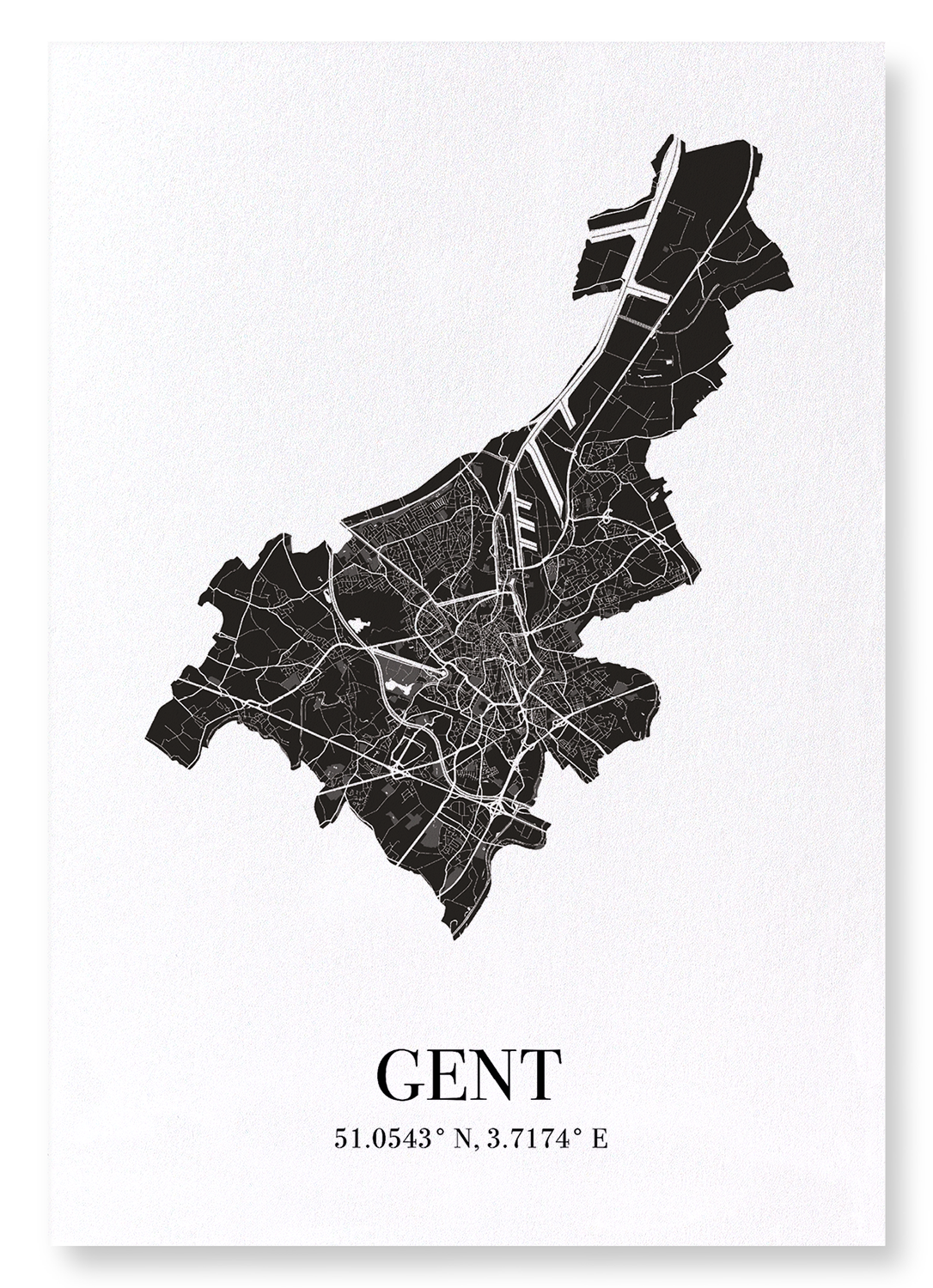 GHENT CUTOUT: Map Cutout Art Print
