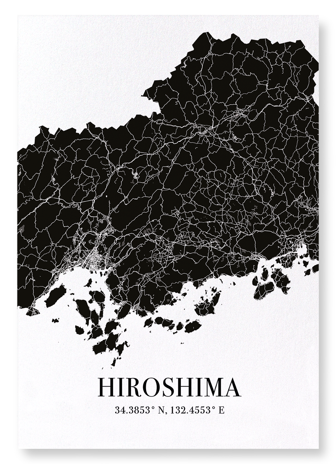 HIROSHIMA CUTOUT: Map Cutout Art Print