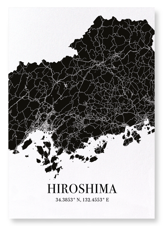 HIROSHIMA CUTOUT: Map Cutout Art Print