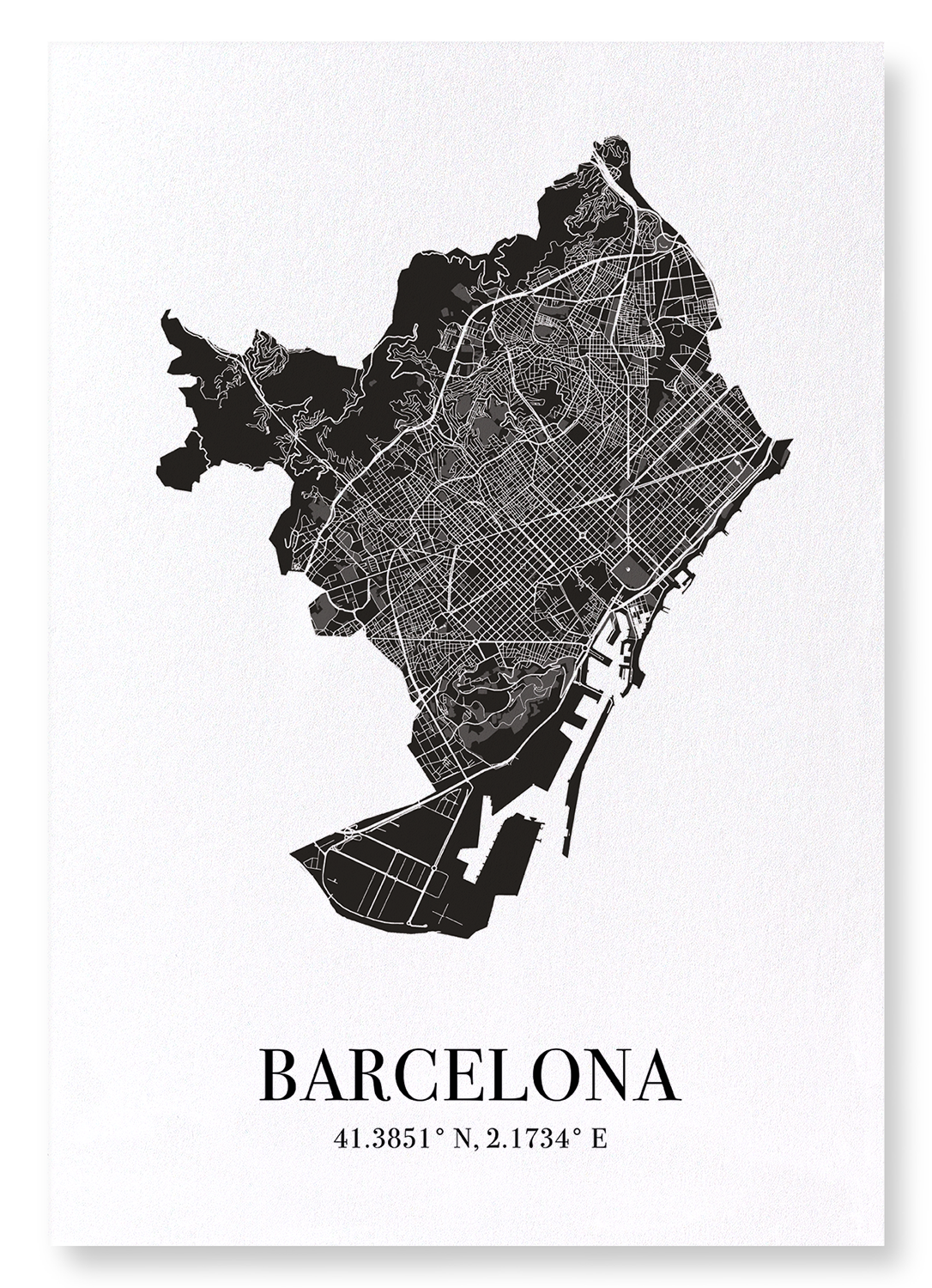 BARCELONE CUTOUT: Map Cutout Art Print