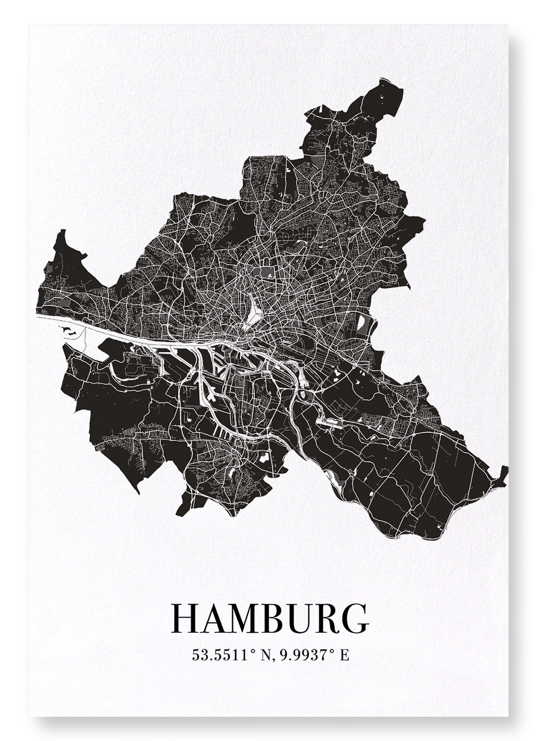 HAMBURG CUTOUT: Map Cutout Art Print