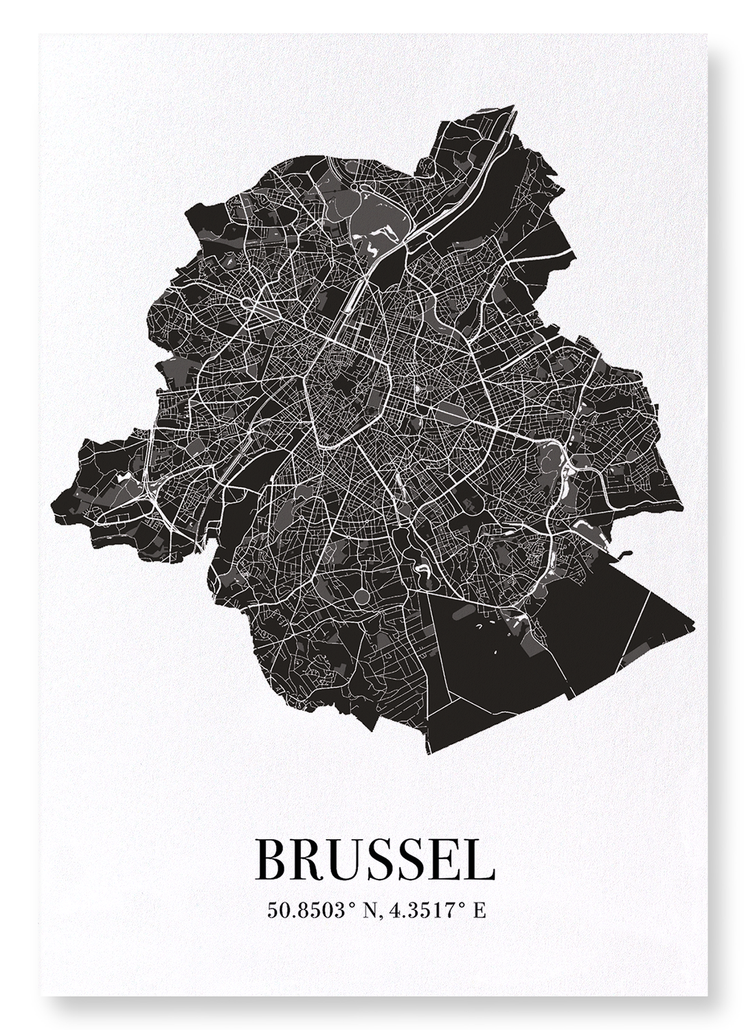 BRUSSELS CUTOUT: Map Cutout Art Print