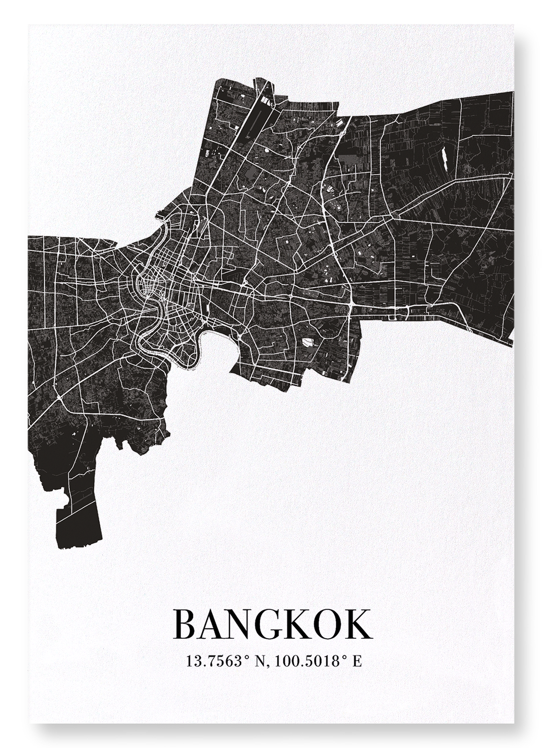 BANGKOK CUTOUT: Map Cutout Art Print
