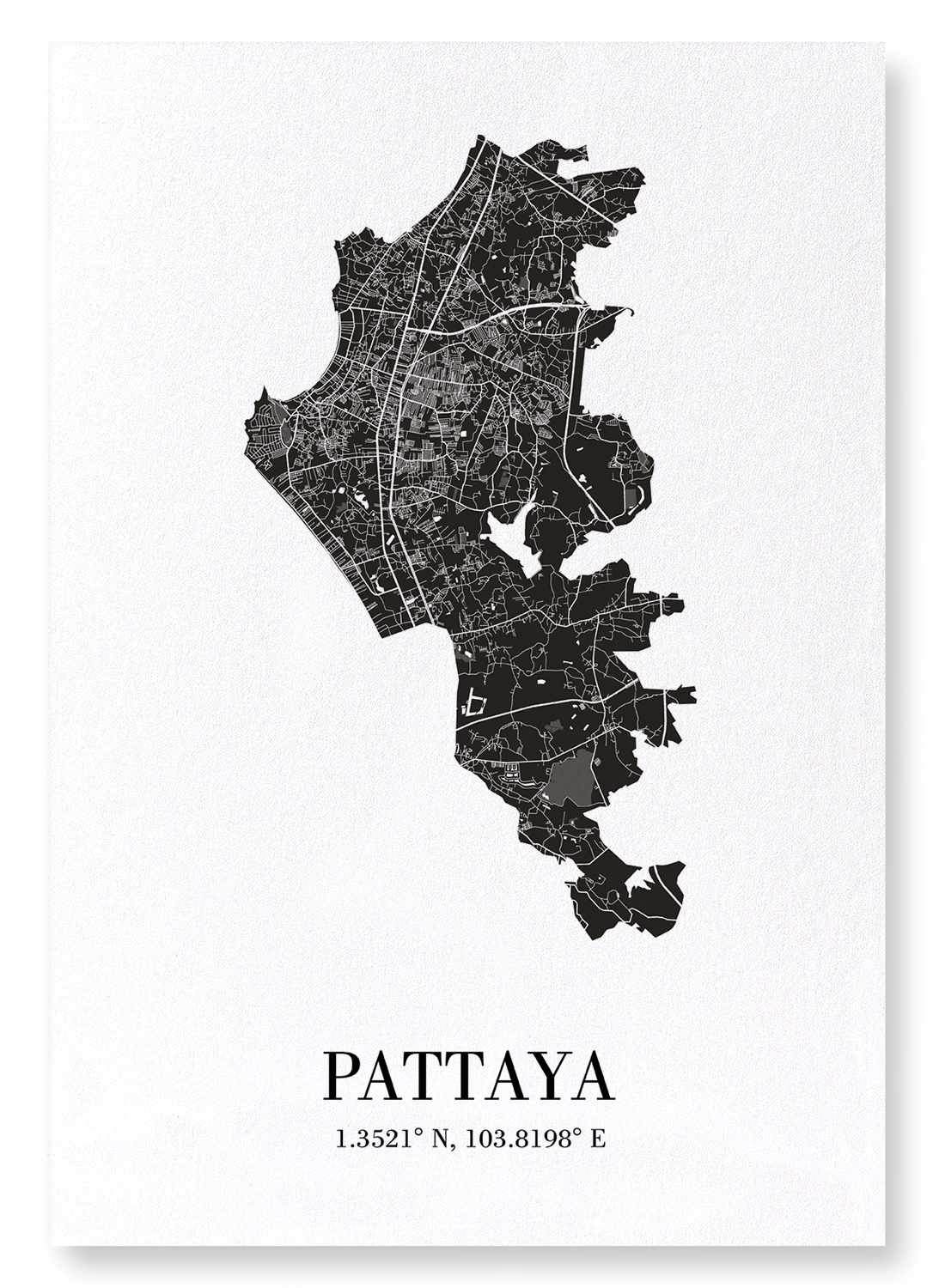 PATTAYA CUTOUT: Map Cutout Art Print