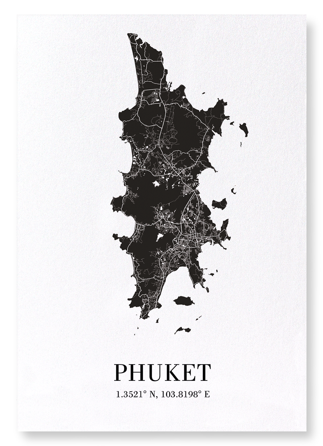 PHUKET CUTOUT: Map Cutout Art Print