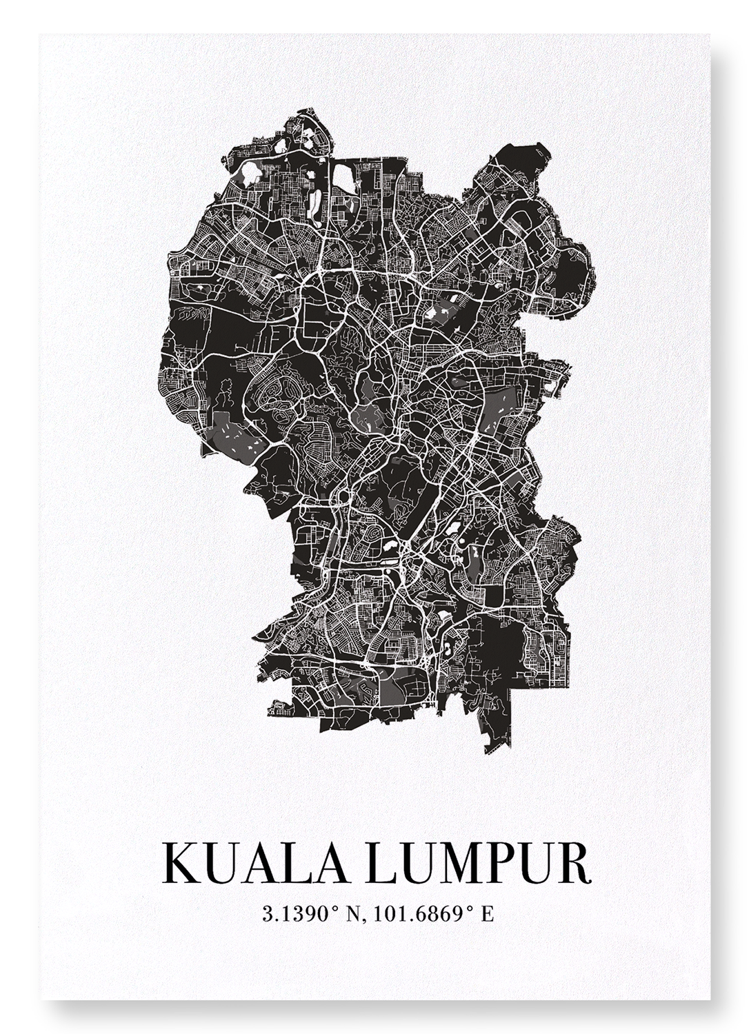 KUALA LUMPUR CUTOUT: Map Cutout Art Print