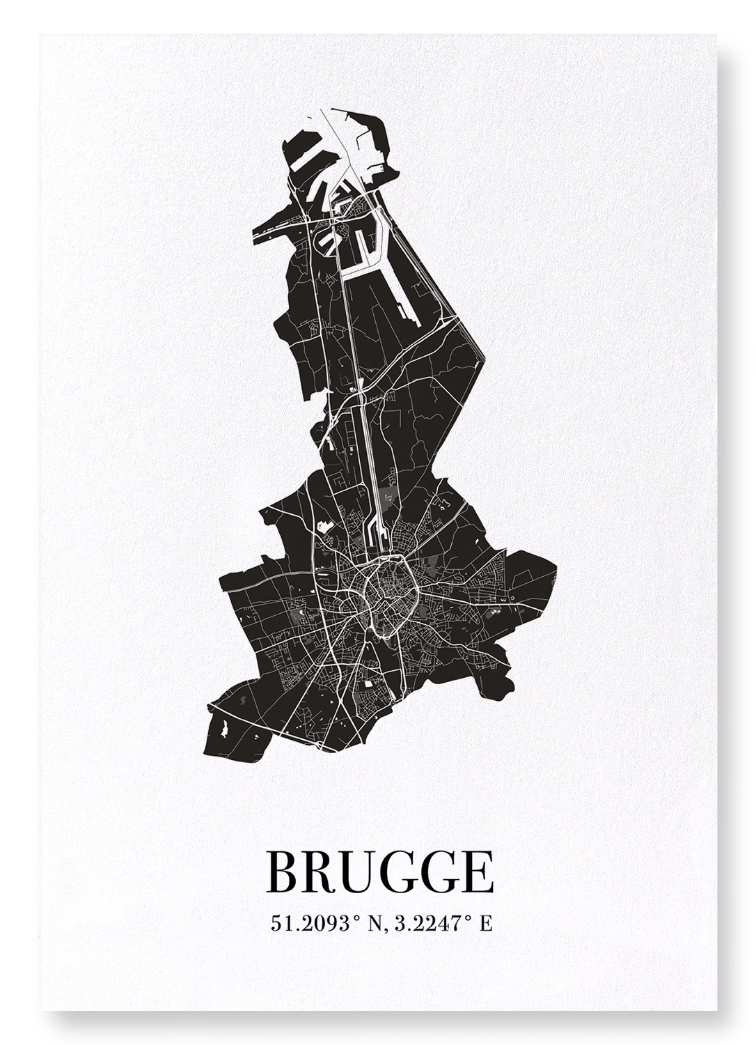BRUGES CUTOUT: Map Cutout Art Print