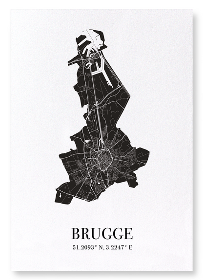 BRUGES CUTOUT: Map Cutout Art Print