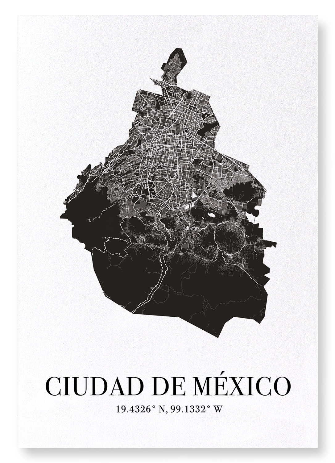 MEXICO CITY CUTOUT: Map Cutout Art Print