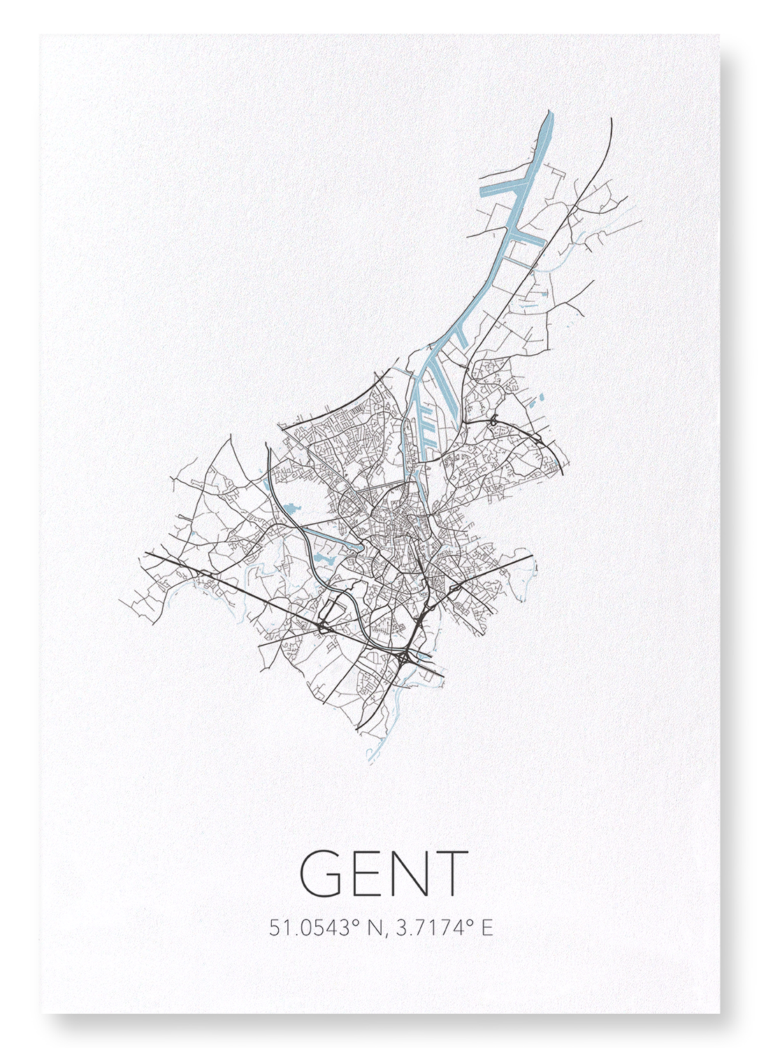 GHENT CUTOUT: Map Cutout Art Print