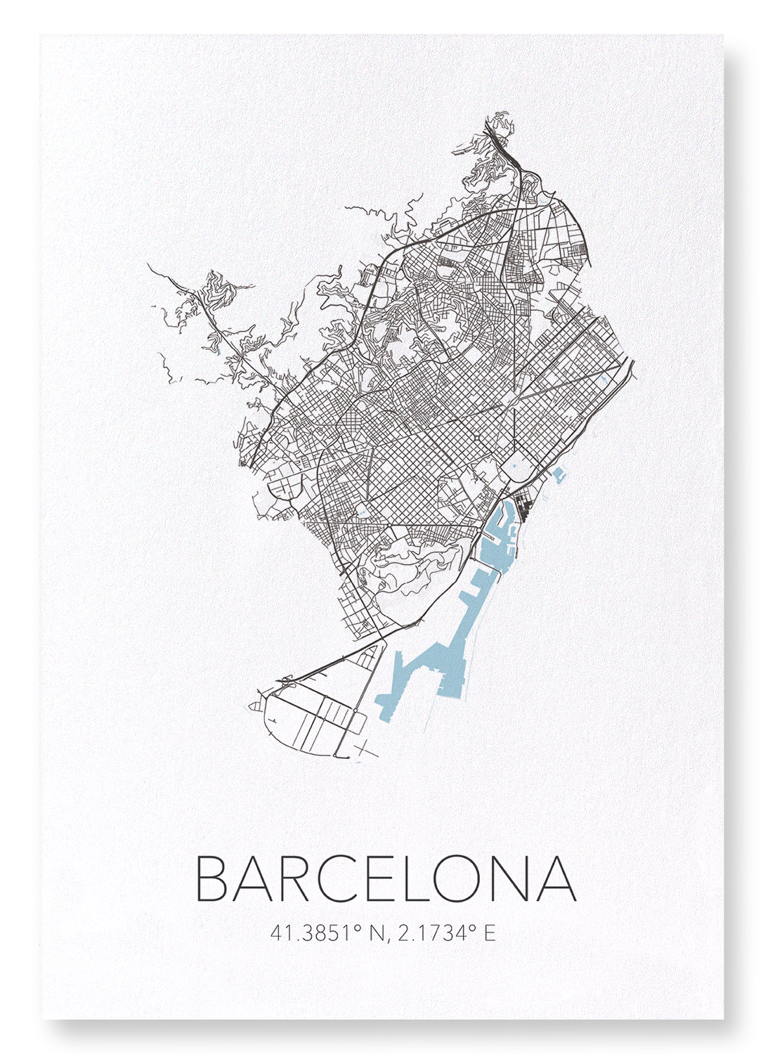 BARCELONE CUTOUT: Map Cutout Art Print